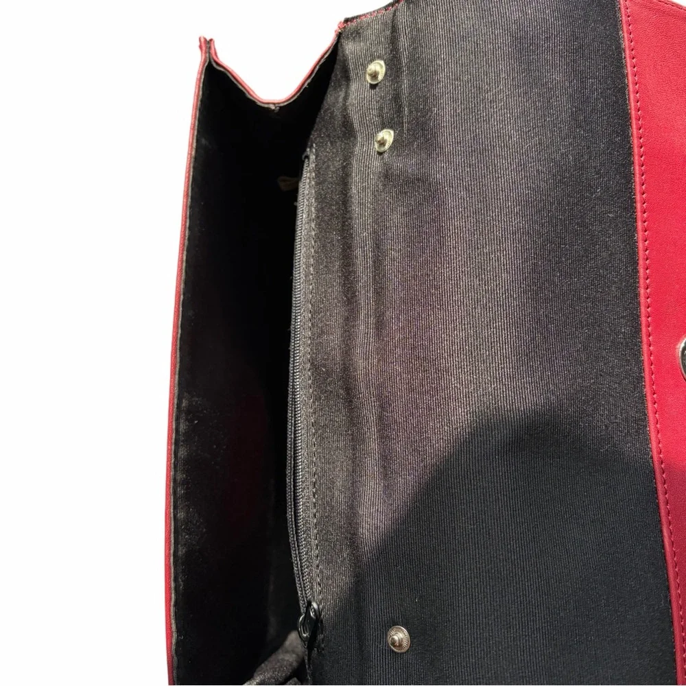 Nordstrom‎ Leather Deep Wine / Burgundy Clutch/ Crossbody with detachable strap